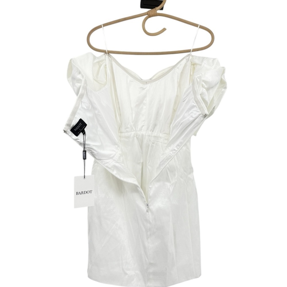 Bardot Mini Bow Dress in Shimmer White Size US M/10 Cocktail Bridal Statement - Picture 11 of 16